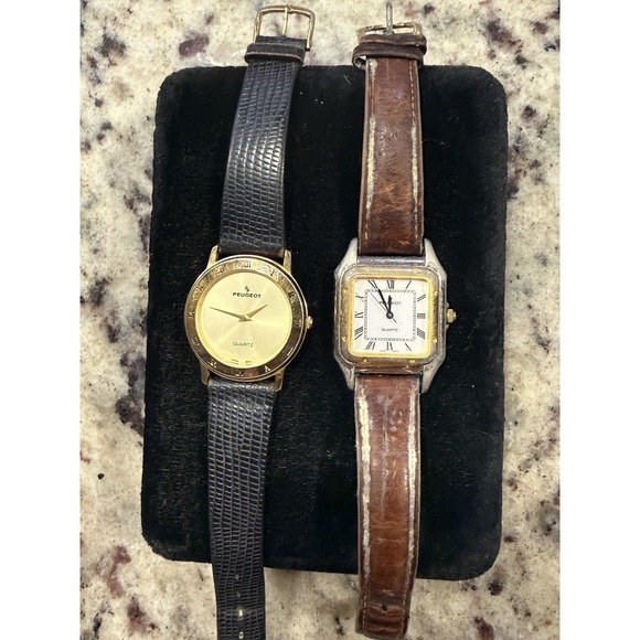 Peugeot Accessories - Lot of 2 Vintage Peugeot Quartz Watches –‎ Gold Tone, For Repair/Parts